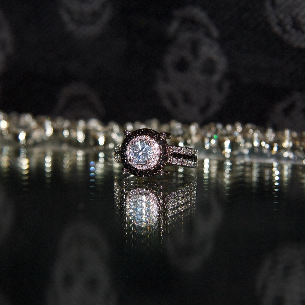 Two Tone Gold Dipped Halo Swarovski Ring - image 3